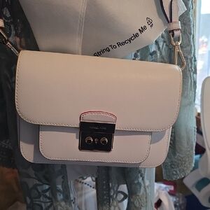 Michael Kors Cream Leather Push-Lock Crossbody Bag